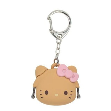 小禮堂 Sanrio 三麗鷗 Hello Kitty 矽膠造型口金零錢包鑰匙圈 (曬黑款)