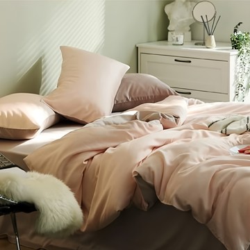 夢之語 60支天絲 床包兩用被4件組  被套 + 床罩 + 枕套組  雙人(6.2 x 5尺)  少女粉紅