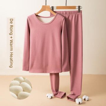 德絨發熱磨毛女士兩件套保暖內衣