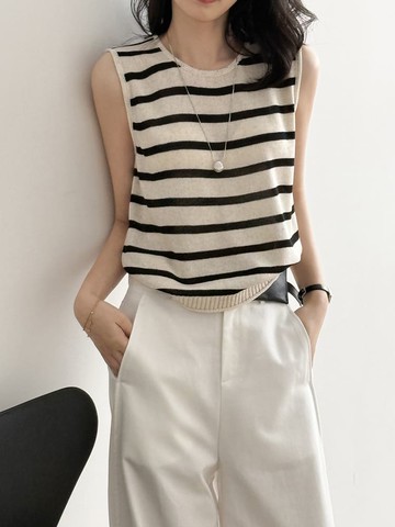 【設計師款】青春良劑圓領針織背心上衣-P118