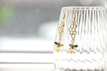 armei 『甜蜜蜜』採蜜 耳環 『My Honey』 Honeycomb Honeybee earrings