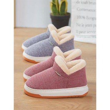厚底防滑 冬季保暖棉拖鞋全包跟男女室內家居月子帶后跟毛毛棉鞋