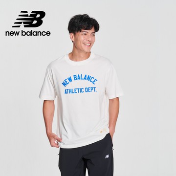 【New Balance】撞色標語短袖上衣_男性_白色_MT41514SST