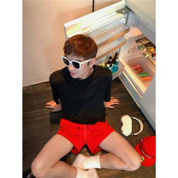 ESC MAN STUDIO/自制 極簡高級風垂墜感滿天星醋酸短袖T恤