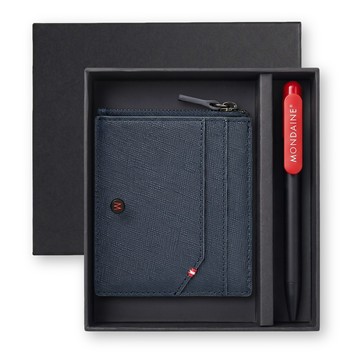 【台灣現貨&現折$600】【禮盒組】Mondaine瑞士國鐵溜溜球證件套 + 原子筆 / 十字藍
