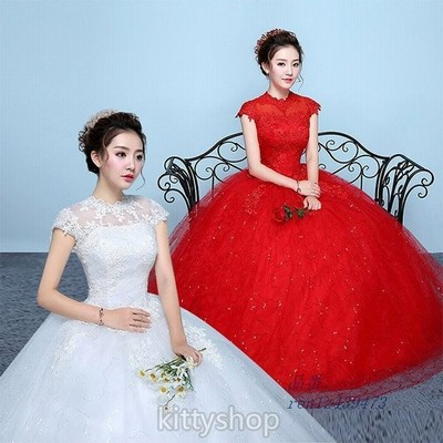 ウェディングドレス 袖あり ホワイト 赤 ドレス 結婚式 花嫁ドレス Aライン ロングドレス 白 二次会ドレス 披露宴 ブライダルドレス 挙式 通販 Lineポイント最大get Lineショッピング