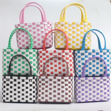 特小手拎網紅籃純手工編織迷你小提籃包環保塑料裝化妝品零錢包