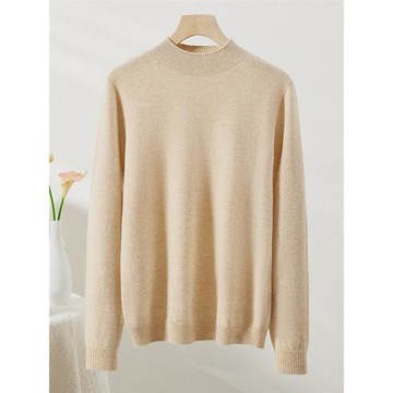 春竹無縫100%羊毛衫秋季新款半高領針織衫毛衣減齡百搭保暖女上衣