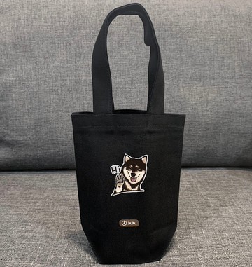 黑色系列-黑柴-Hi---台灣製棉麻布-文創柴犬-環保-飲料提袋-蒼蠅