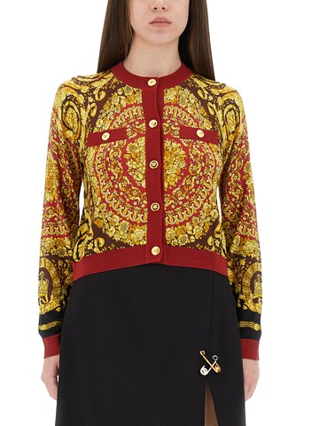 versace baroque silk knit cardigan