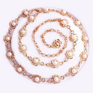 珍珠腰鏈女時尚百搭裝飾連衣裙大碼加長胖妹妹金屬鏈條腰帶配裙子