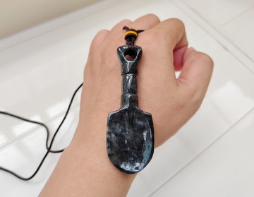 親翠 天然翡翠 烏雞特色鏟子潮黑調整式繩鏈