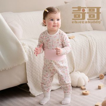 奇哥 比得兔 嬰幼童裝 花徑小兔肚圍嬰兒長褲-美麗諾羊毛布(6-36個月)