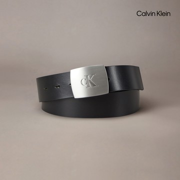【Calvin Klein】 CK CK夾扣皮帶 38 公釐_黑色