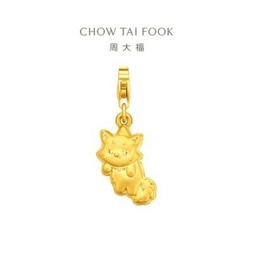 周大福 Pet寵物系列 波斯貓 黃金吊墜