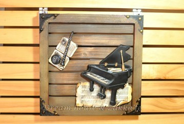 復古仿舊 鄉村風 原木製 掛畫 《 提琴玫瑰 》★ 質感很棒 ★ Zakka'fe ★