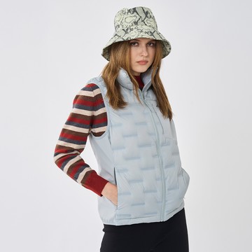 CLL巧玲瓏 時尚絎縫格紋羽絨背心(水藍色) 5244645