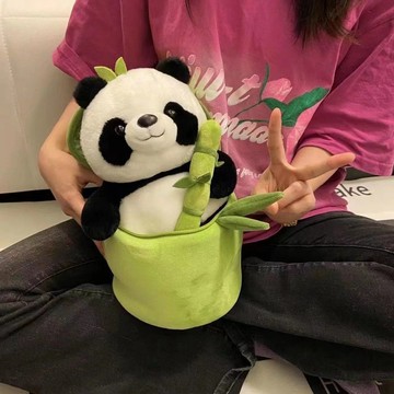 ✈新北出貨✨竹筒熊貓 熊貓玩偶 抱竹竹筍 熊貓毛絨玩具 抱竹子熊貓 可愛娃娃 變身絨毛玩偶 熊貓公仔 交換禮物