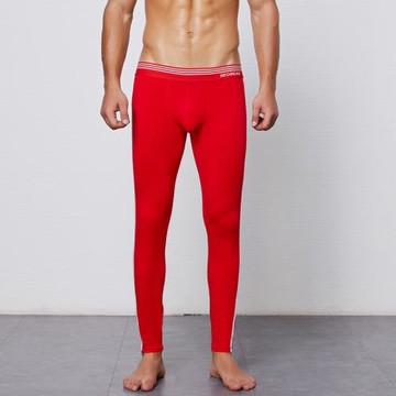 紅色保暖秋褲男款純棉本命年內穿薄款冬季男士襯褲全棉九分打底褲
