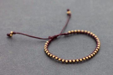 勃艮第打結黃銅中性可調手鍊編織男女皆宜