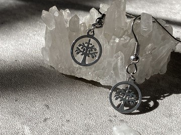 【迷你生命樹 。純鈦鋼耳環】耳勾|許願樹、316醫療鋼、抗敏