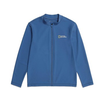 童裝 基本 小LOGO 拉鍊防曬外套 - 深藍色