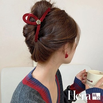 【Hera 赫拉】高級名媛山茶花絲絨鯊魚夾 H112111405