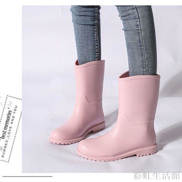 雨鞋女時尚款小馬靴水鞋日系雨靴加絨中筒輕便防水女士鞋防滑膠鞋