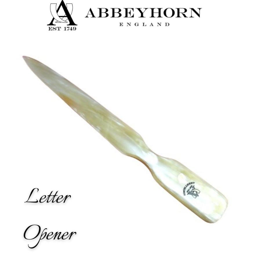 英国製 レターオープナー 水牛角 18.5cm ペーパーナイフ ABBEYHORNアビホーン ロゴあり アビィホーン ハンドメイド 天然素材 手作り 封筒開封 ホーンウェア PKH