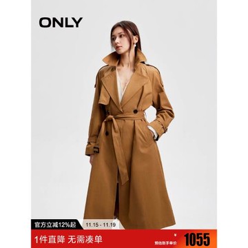 綾致ONLY2025冬新款通勤氣質插肩袖防風長款風衣外套女