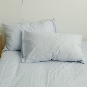 ins風純色全棉水洗棉枕套一對裝夏季純棉枕芯內膽套罩藍色枕頭套