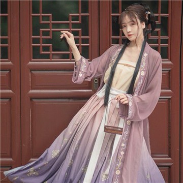 免運 【紫芊兒】十里香原創漢服女宋制褙子齊腰襦裙一片式打孔三件套夏