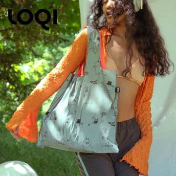 LOQI&MOOMIN聯名潮流環保卡通學生單肩購物袋姆明折疊便攜環保袋