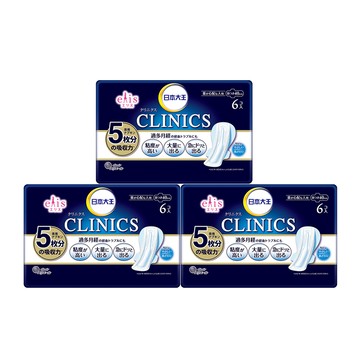 日本大王 elis愛麗思 CLINICS吸收量升級量特多專用衛生棉40cm_6片/包(3入組)
