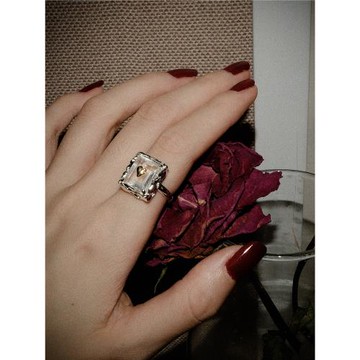 MINT THERAPY天然白水晶愛心戒指女食指戒63 OAK AVE