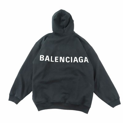 BALENCIAGA バレンシアガ　バックロゴパーカー　黒 パーカー トップス メンズ 大阪超安い