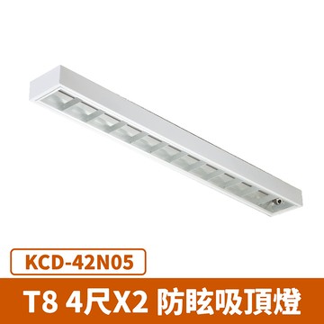 T8 4尺雙管 辦公室吸頂燈 (銀色) F27-KCD-42N05