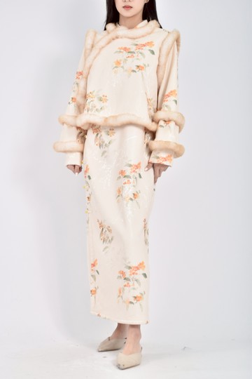 (XL) 兩件式旗袍黃色洋裝