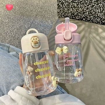 新品 ins高顏值小眾可愛奶呼呼吸管杯隨手杯學生防摔塑料杯便攜水杯女