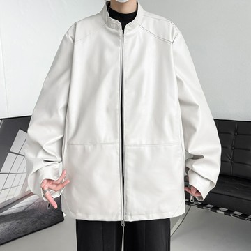 【夏季爆款】男士立領皮夾剋春季休閒外套潮流機車皮衣寬鬆薄款A266-PY005-P85