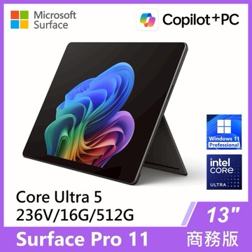 Surface Pro 11 U5/16G/512G/W11P 商務版(單機)白金