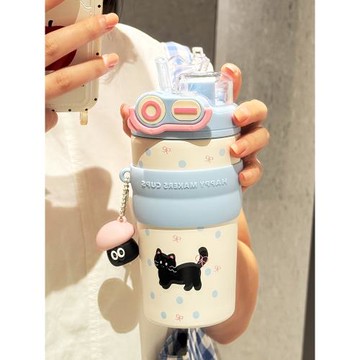 水杯吸管保溫杯女生高顏值成人2025新款兒童可愛學生上學專用杯子