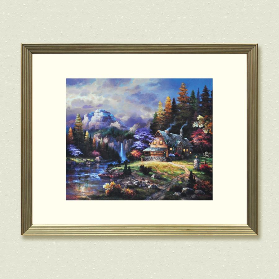 絵画 インテリア　絵　 額付き (黒）油絵　uF6-062203　風景 手描き油絵 黒木 啓 奥入瀬1 F6 画家本人手描き 絵画 額入り 絵