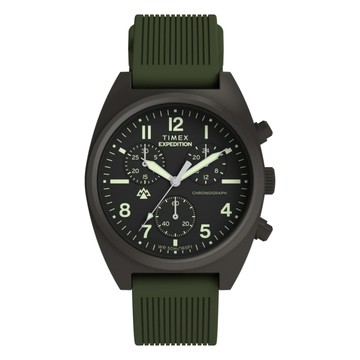 【TIMEX】天美時 遠征系列  41毫米 酒桶形 夜光指針 矽膠錶帶 計時碼錶(綠 TXTW2Y61100)