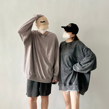 【AMERO】男裝 女裝 長袖圓領Ｔ恤 水洗大學T