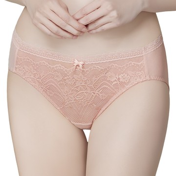 【思薇爾】柔塑曲線系列M-XXL蕾絲低腰三角女內褲(澄粉色)