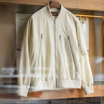 馬登工裝 美式休閒白色L2B飛行員夾克尼龍薄款棒球服短版外套男秋