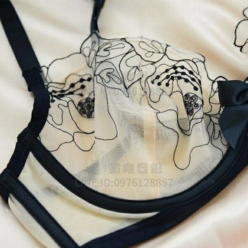 蕾絲網紗刺繡內衣法式女胸罩性感透明超薄款文胸透氣誘惑【倪醬小鋪】