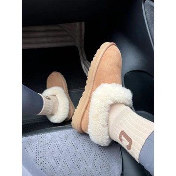 新款厚底雪地靴女羊皮毛一體桑坡短筒低幫大喜慶休閑一腳蹬懶人鞋