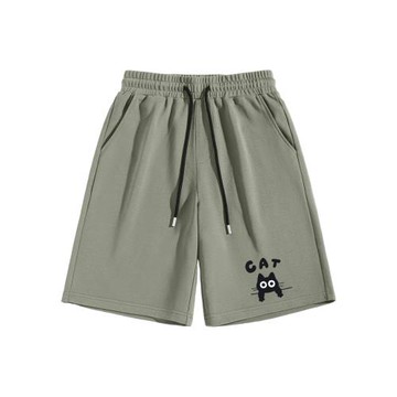 真維斯LIFE純棉短褲男士夏季潮流貓咪五分褲男款寬松休閑運動褲M
